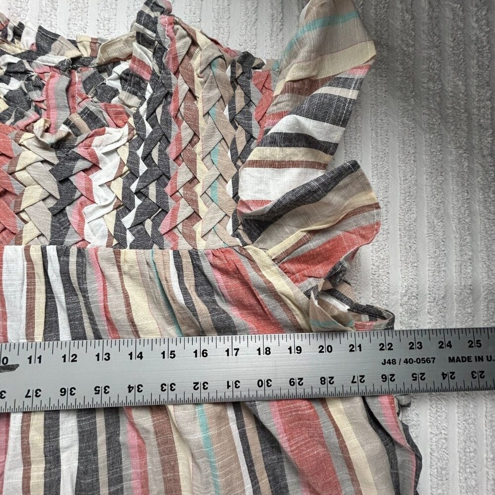 Jennifer & Grace Women's Flared Sleeves Weave Blouse Top Striped Cotton Size XL - Picture 8 of 10